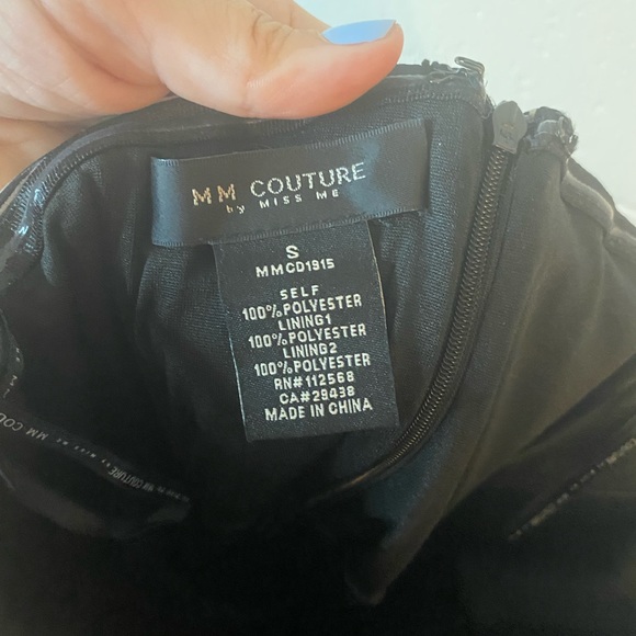 MM Couture by Miss Me Tan Black Stripe Strapless Party Cocktail Dress - Picture 3 of 11